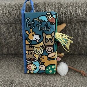 Jellycat Pet Tails Cloth Book - Blue and Yellow